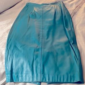 Michael Hoban turquoise leather skirt